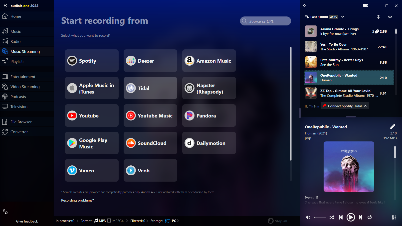 Audials Music screenshot